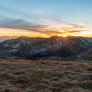 Západ slunce z Hladkého sedla