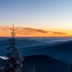 Výhled od Bezručovy chaty na Lysé hoře